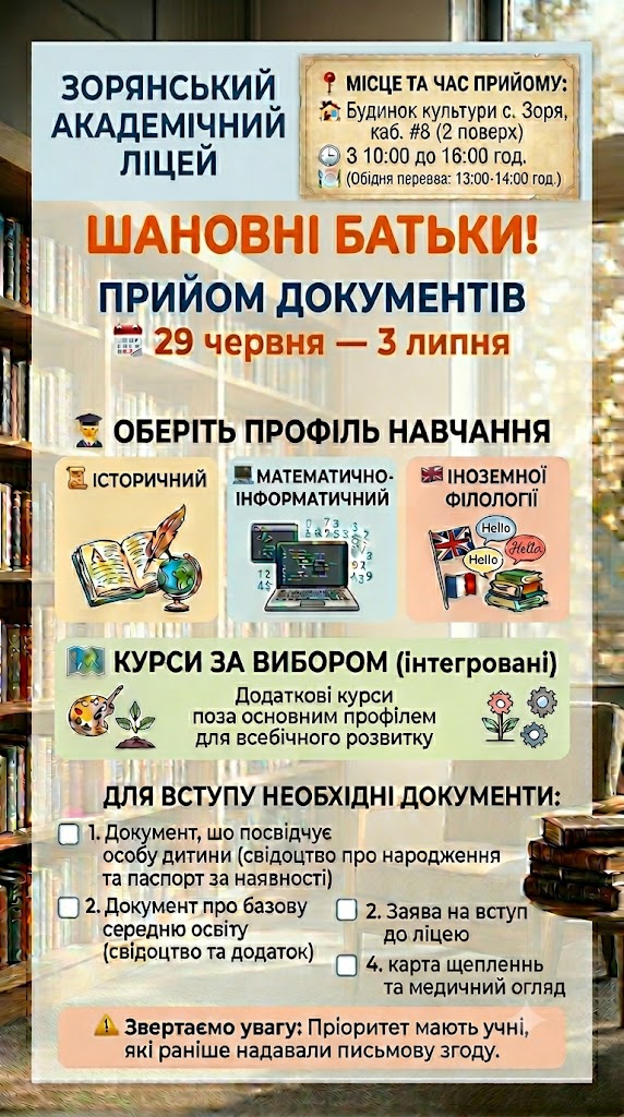 Оголошення про прийом документів
